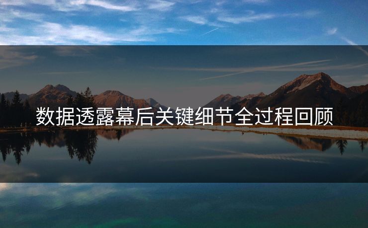数据透露幕后关键细节全过程回顾